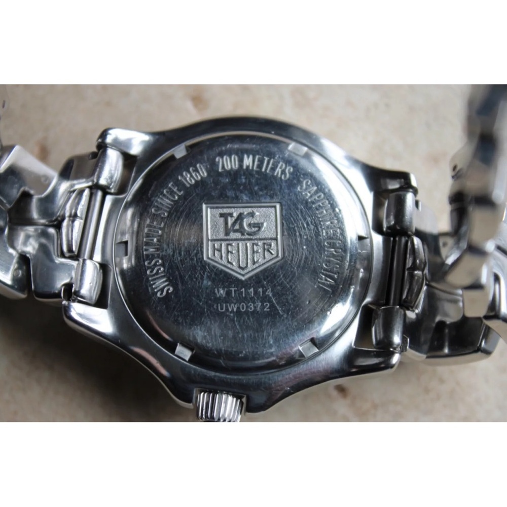 Tag Heuer Mens Watch White WT1114.BA0551 Link Silver Professional Sport Diver 8" - Picture 4 of 10